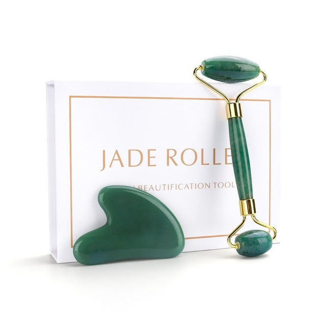 Rose Quartz Roller Slimming Face Massager Lifting Tool Natural Jade