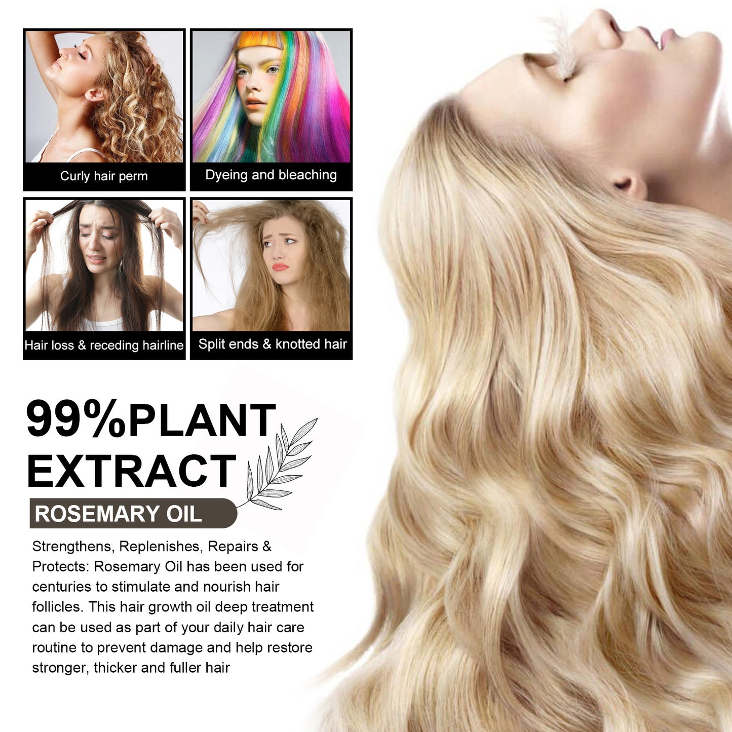 Dense Hair Soft Care Hair Repair Damaged Hair Tail Dry Hair Manic Rosemary Dense