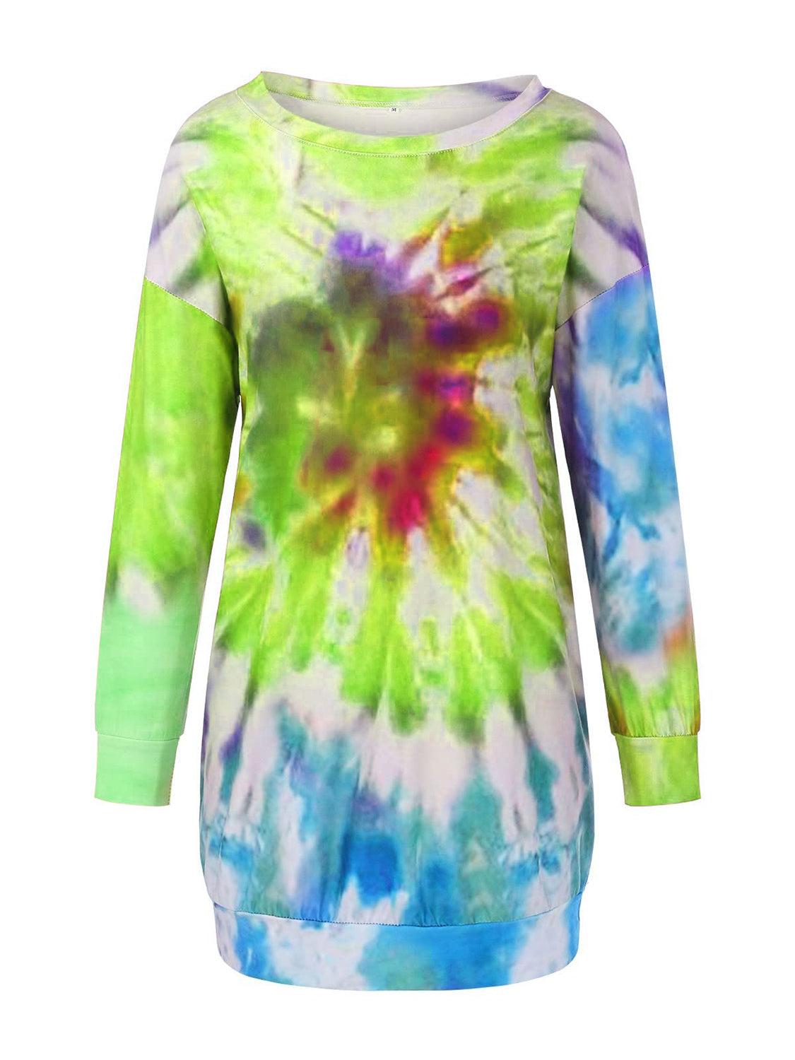 Full Size Tie-Dye Round Neck Long Sleeve Dress Trendy & Comfortable Casual Dress for Women