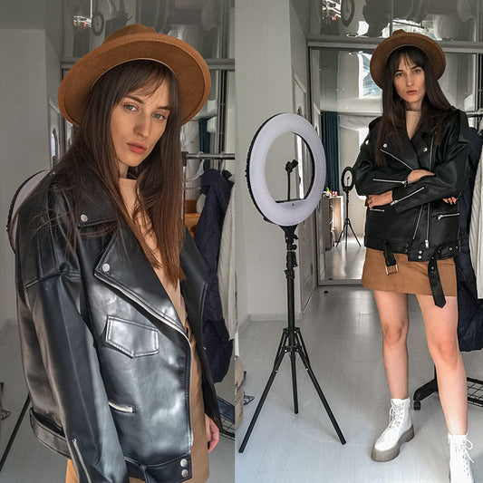 Women Loose Belt Casual Bike Jacket