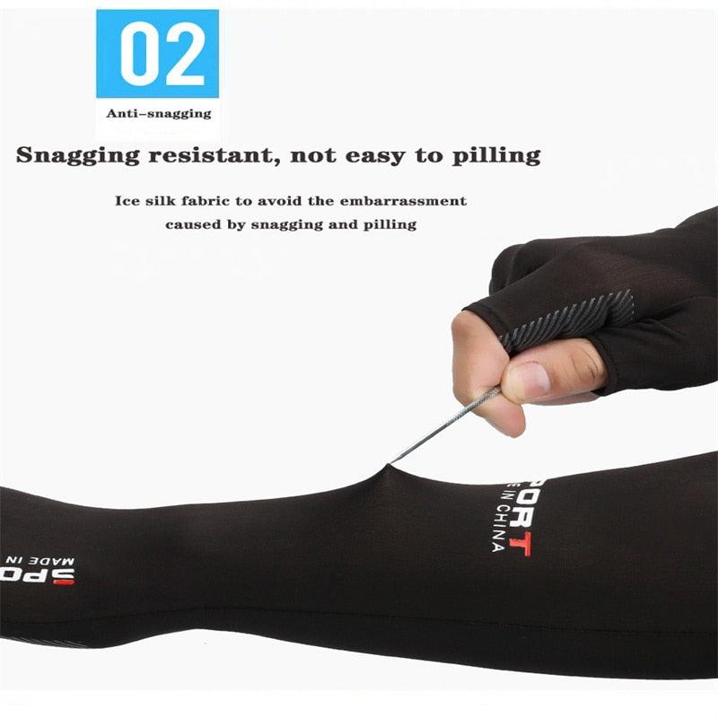 2pcs Sport 5-finger Arm Sleeves One Size Compression Long Arm Cover Cycling Running Fishing Climbing Arm Cover Outdoor Sport Sun UV Protection Ice Cool Sleeves Comfortable Men Long Arm Covers
