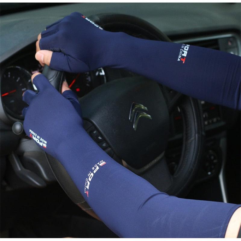 2pcs Sport 5-finger Arm Sleeves One Size Compression Long Arm Cover Cycling Running Fishing Climbing Arm Cover Outdoor Sport Sun UV Protection Ice Cool Sleeves Comfortable Men Long Arm Covers