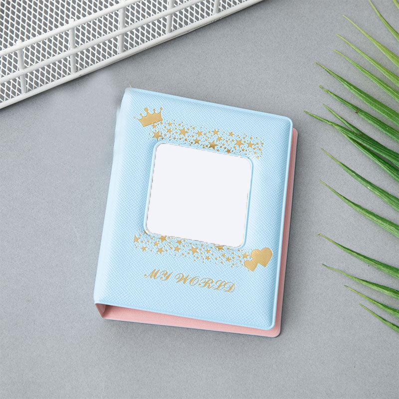 3 Inch Mini Photo Album 32 Pockets Square Hollow Card Holder Bronzing Stars Picture Storage Case PVC Photocard Holder DIY Photo Albums Birthday Gift Family Scrapbook Albums Family Anniversary Gift For Couple