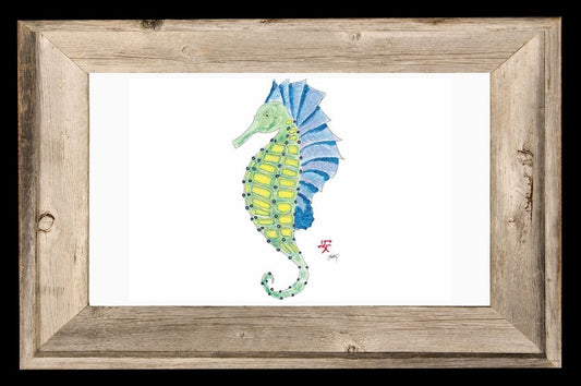 Coastal Art Vintage Seahorse Fish Ocean Artist Inspired
