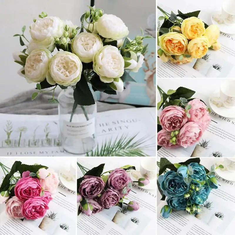 30cm Artificial Silk Peony Flowers Bouquet for Home Decoration -  Faux Christmas Flowers & Wedding Flowers