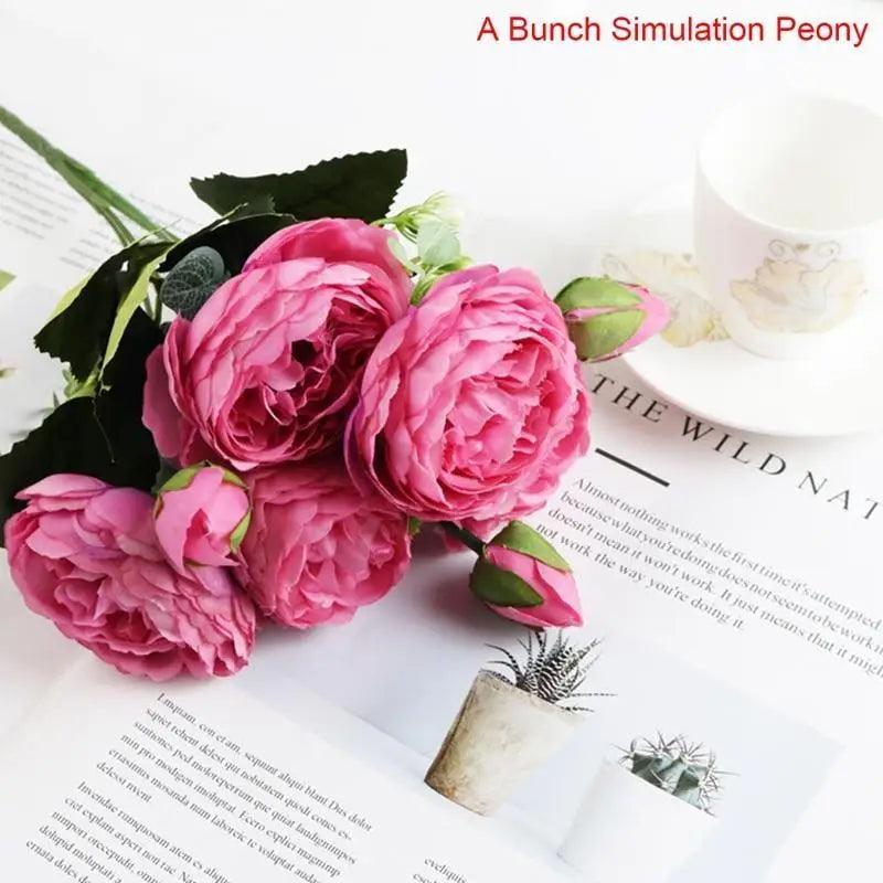 30cm Artificial Silk Peony Flowers Bouquet for Home Decoration -  Faux Christmas Flowers & Wedding Flowers