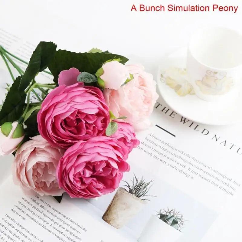 30cm Artificial Silk Peony Flowers Bouquet for Home Decoration -  Faux Christmas Flowers & Wedding Flowers