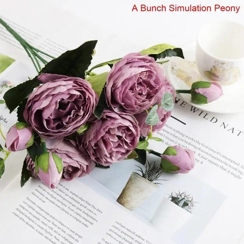30cm Artificial Silk Peony Flowers Bouquet for Home Decoration -  Faux Christmas Flowers & Wedding Flowers