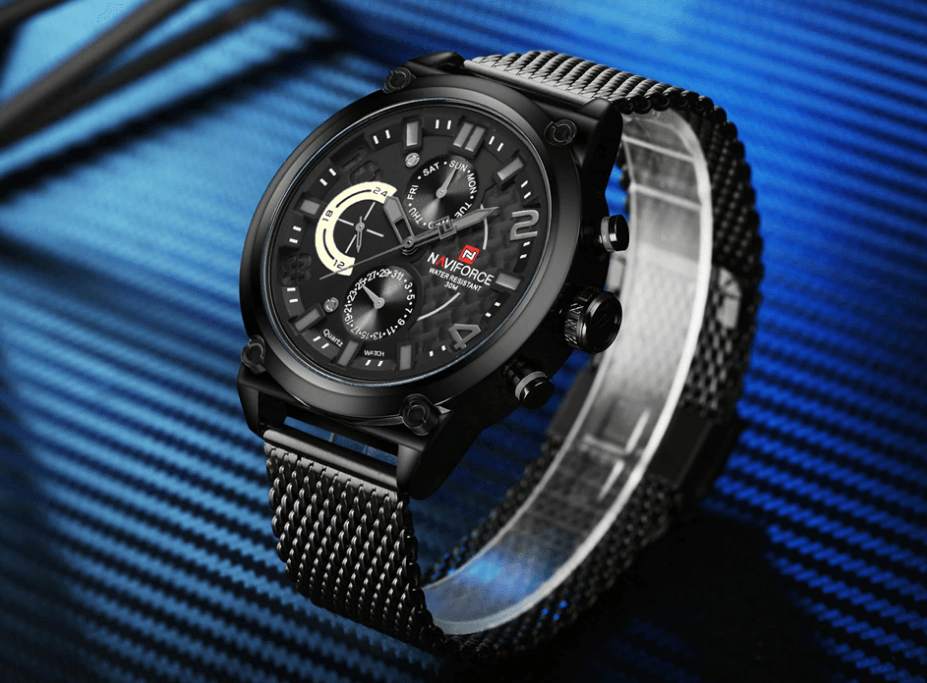 Men's Multifunction Analog Quartz Watches Waterproof Wrist Watch With Stainless Steel Mesh Band Excellent Design Perfect Gift