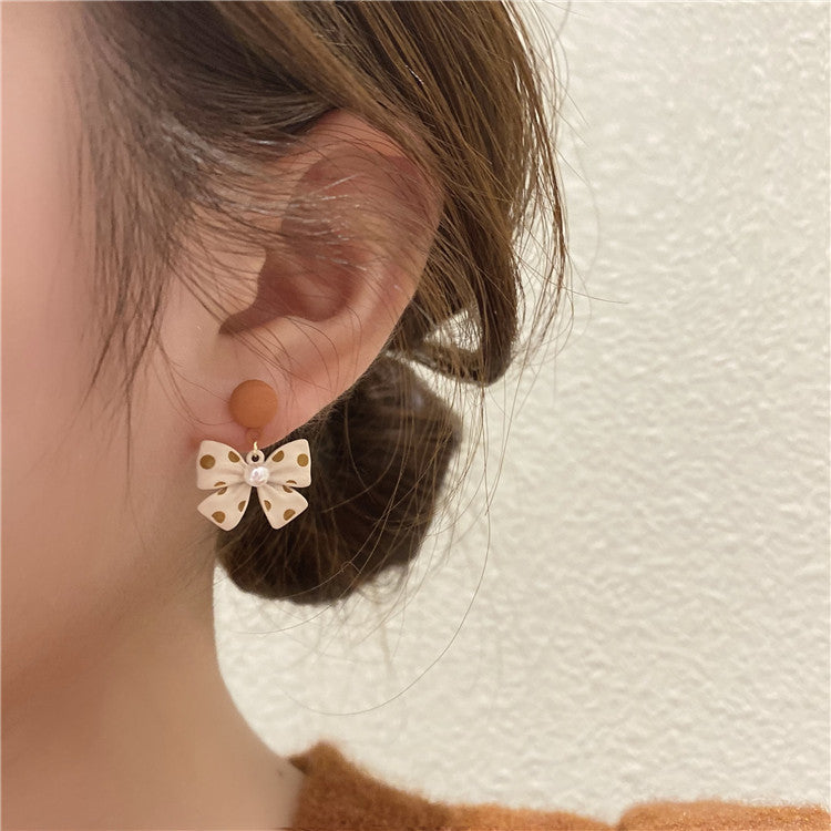 Winter Female Bowknot Earrings Delicate Temperament