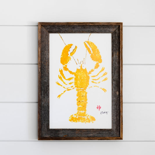 Coastal Art Yellow Lobster Fish Ocean Artist Inspired