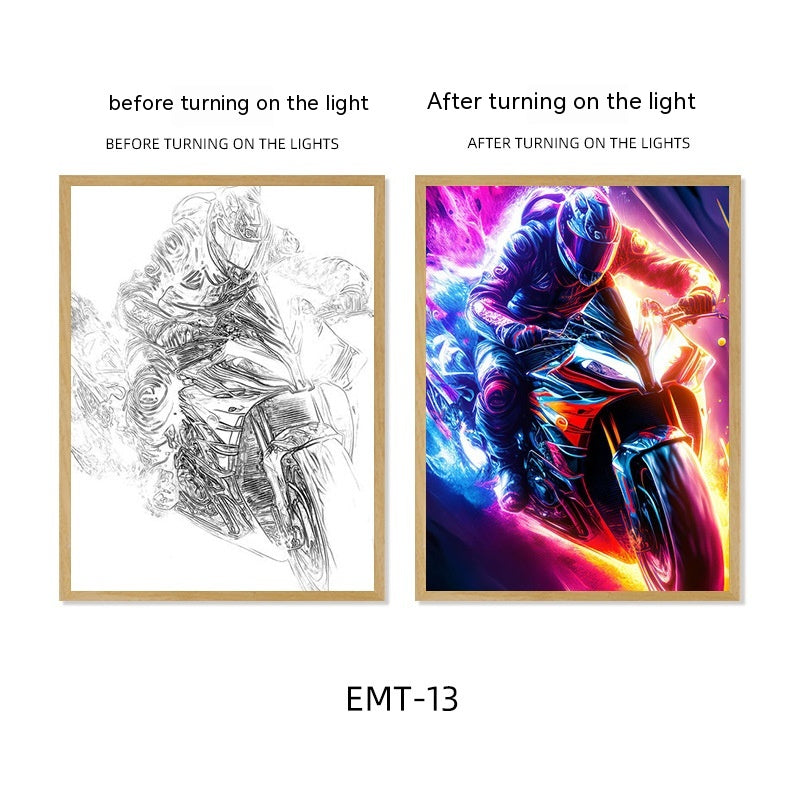 Motorcycle Motor Bike Luminous Paint Bedroom Bedside Hotel Decoration Painting