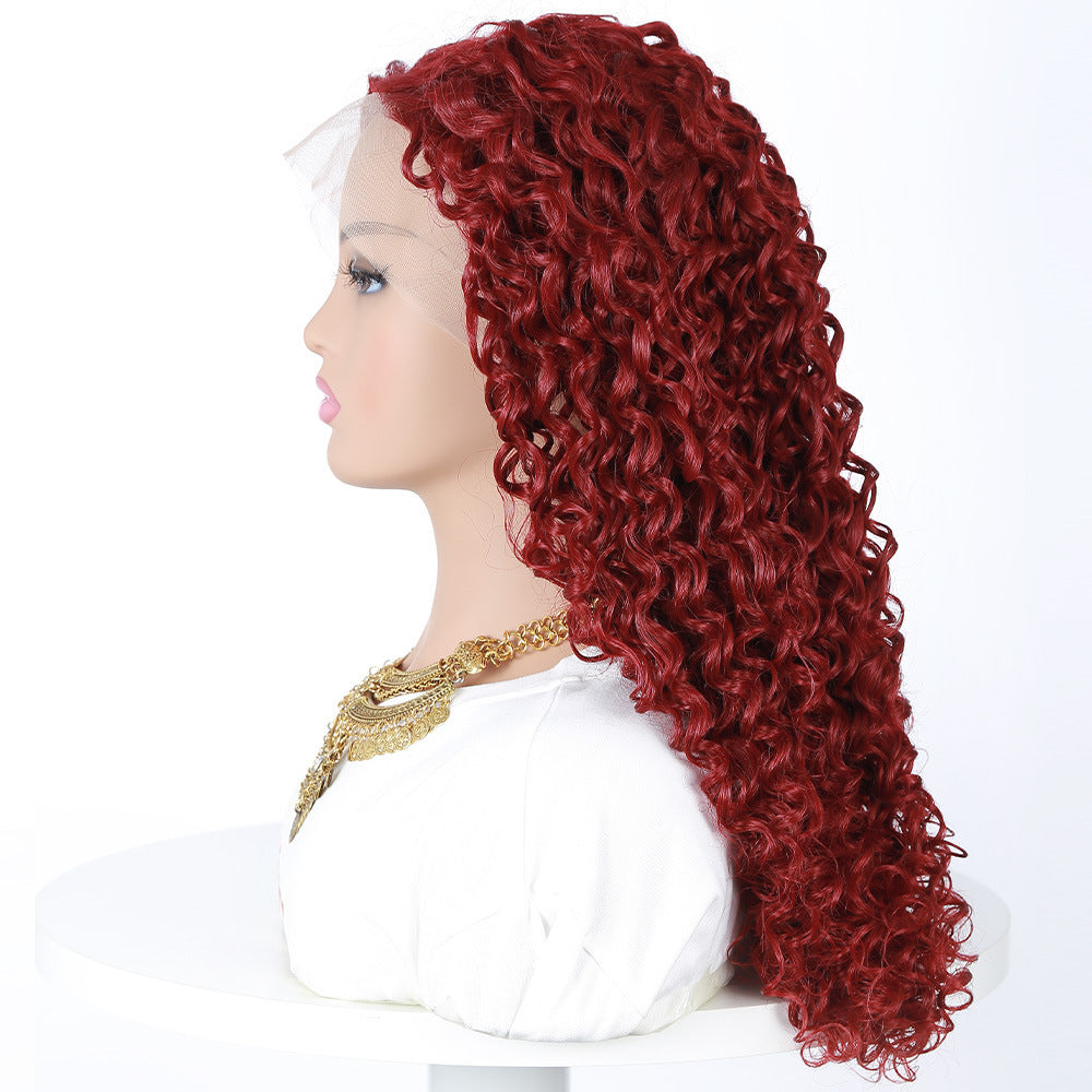 Women's Fashion Front Lace Long Curls Wig Chemical Fiber Head Cover