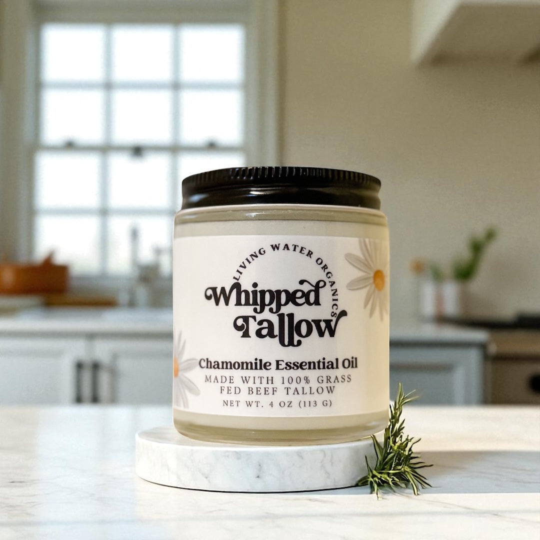 100% Grass Fed Whipped Tallow for Face, Hair, and Skin, Natural Tallow