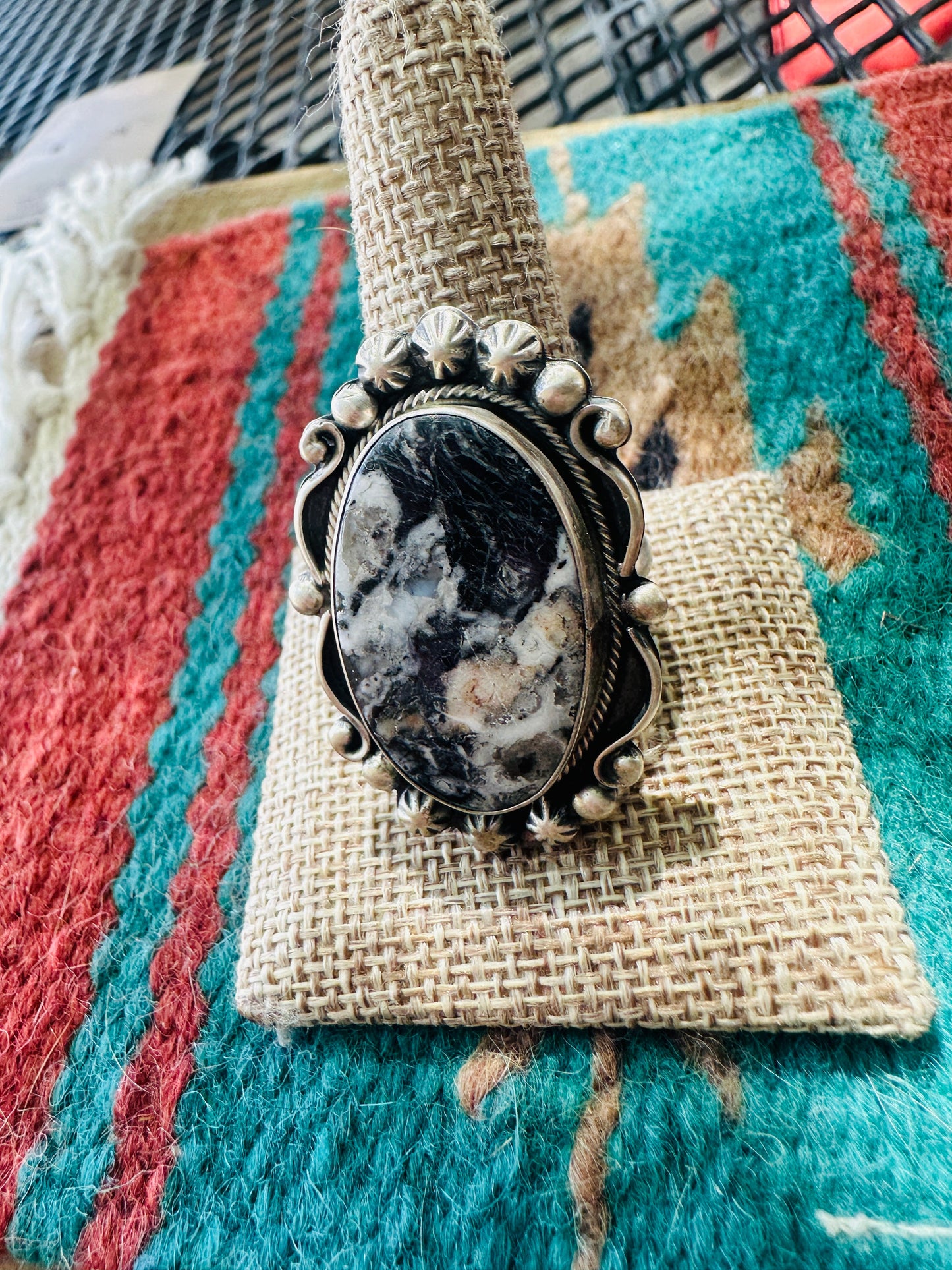 Handcrafted Sterling Silver And White Buffalo Adjustable Ring