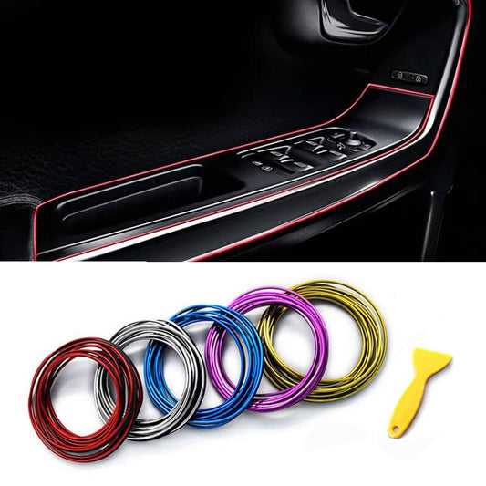 3/5M Auto Moulding Trim Car Interior Decoration Strip Car Seal Moulding Strip Car Interior Moulding Trim Car Interior Moulding Trim Electroplating Color Film Car Interior Exterior Decoration Door Dashboard Edge Universal Car Trim Line Strip