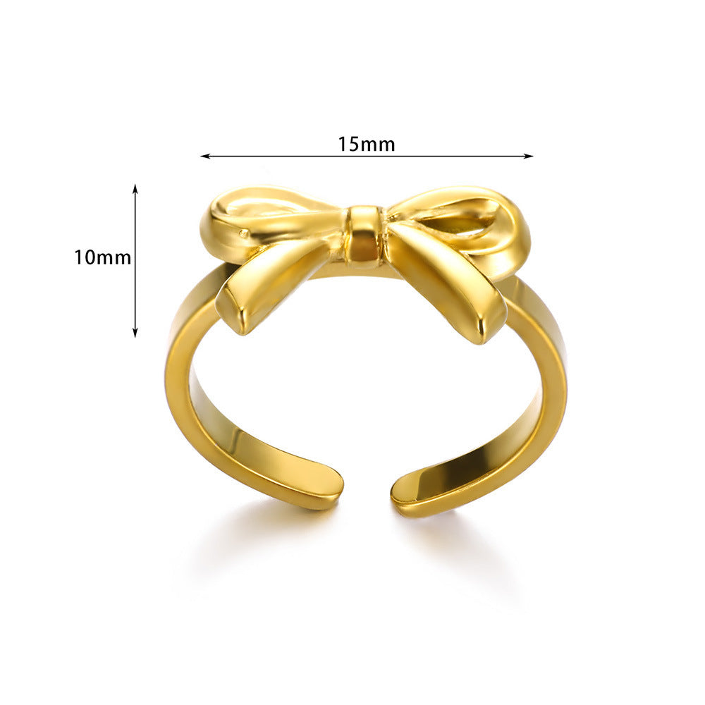 Titanium Steel 18K Gold Plating Bow Ring