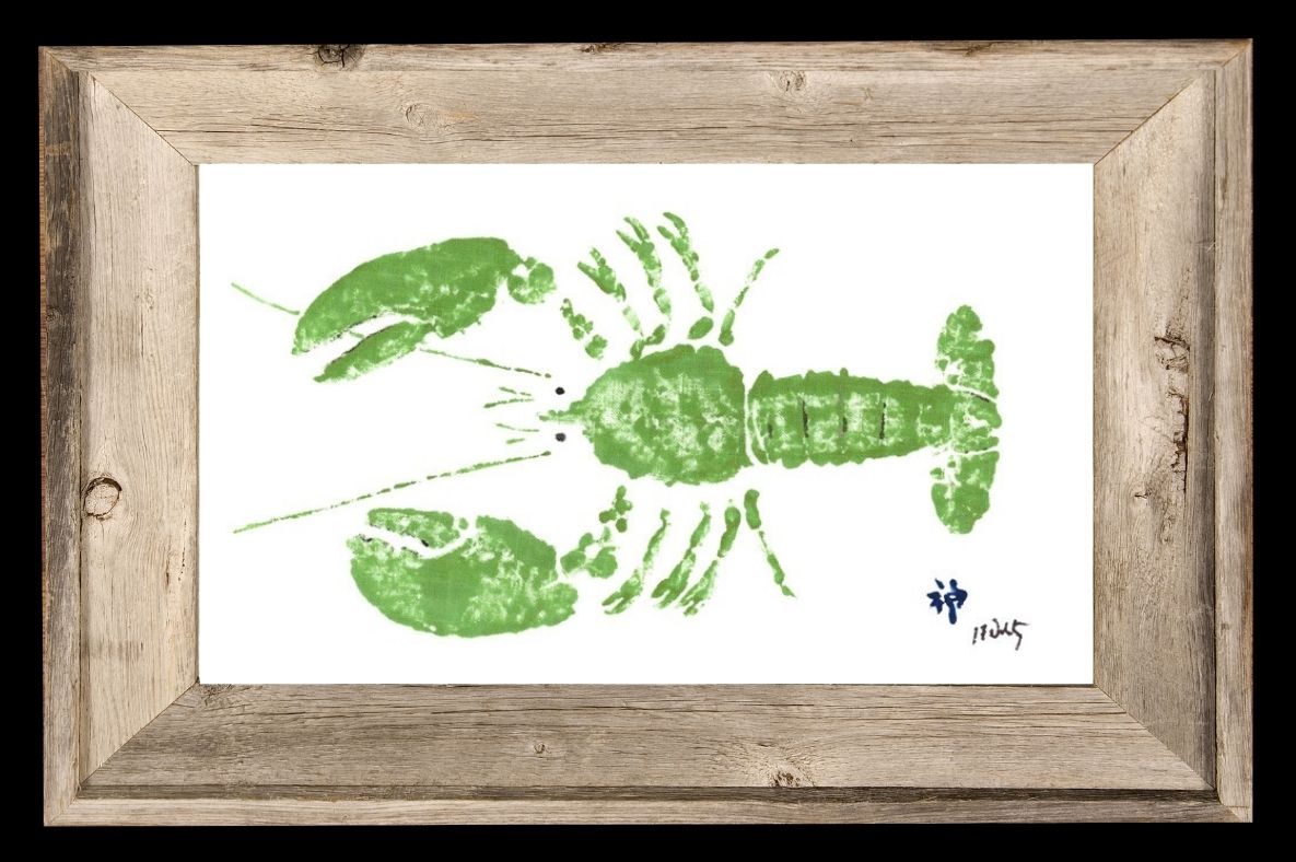 Coastal Art Green Lobster Fish Ocean Artist Inspired