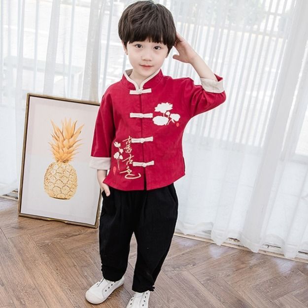 Hanfu Boy Spring And Autumn Long-sleeved Autumn Cotton And Linen