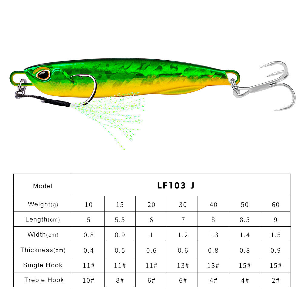 Luya Bait Submerged Tossing Lure Iron Plate Luminous Fish Lead With Treble Hook