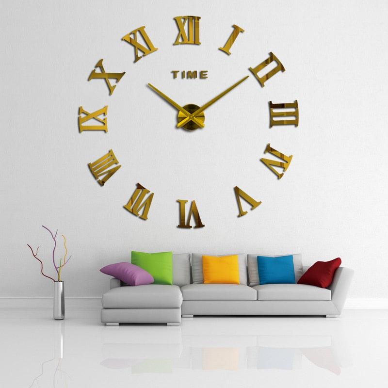3D Big Acrylic Mirror Wall Clock Quartz Watch 3D Wall Clock Mirror Surface Decorative Clock Large Wall Sticker Clock for Living Room Bedroom Office Home Decorations Still Life Clocks Modern Home Decoration Living Room Stickers