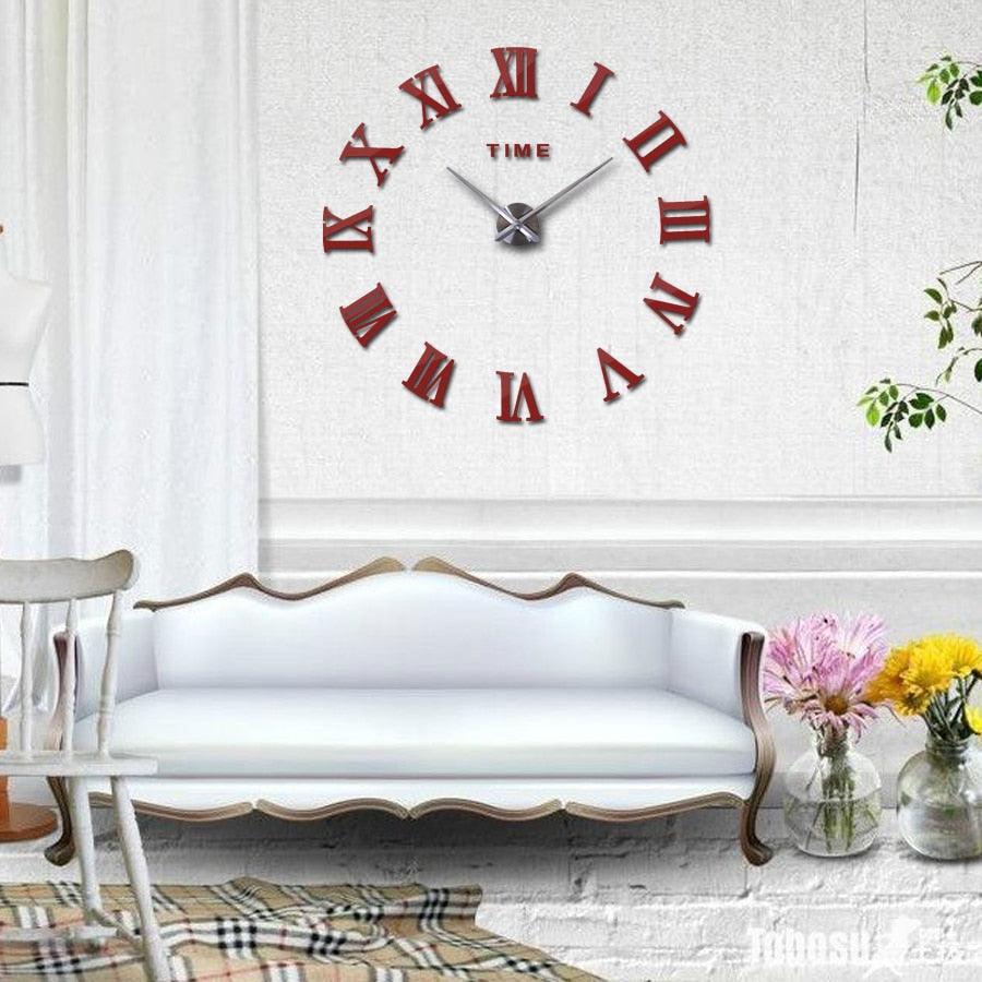 3D Big Acrylic Mirror Wall Clock Quartz Watch 3D Wall Clock Mirror Surface Decorative Clock Large Wall Sticker Clock for Living Room Bedroom Office Home Decorations Still Life Clocks Modern Home Decoration Living Room Stickers