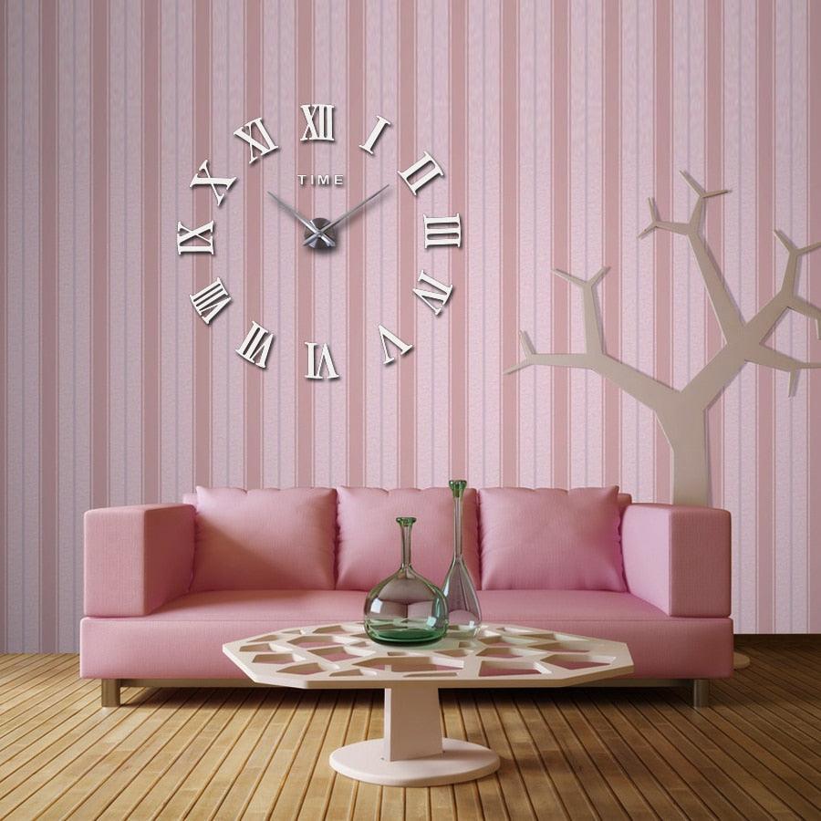 3D Big Acrylic Mirror Wall Clock Quartz Watch 3D Wall Clock Mirror Surface Decorative Clock Large Wall Sticker Clock for Living Room Bedroom Office Home Decorations Still Life Clocks Modern Home Decoration Living Room Stickers