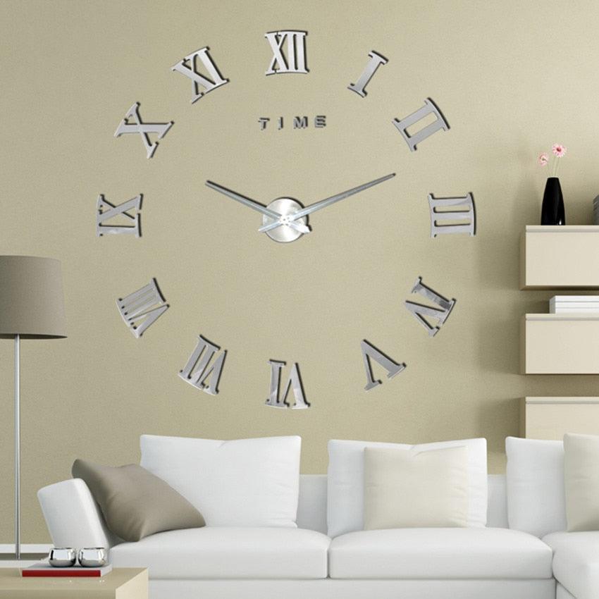 3D Big Acrylic Mirror Wall Clock Quartz Watch Still Life Clocks Frameless Wall Clock 3D Surface Mirror Wall Clock Modern Design Large Mute Wall Watches Stickers for Living Room Bedroom Home Decorations Modern Home Decoration Living Room Stickers