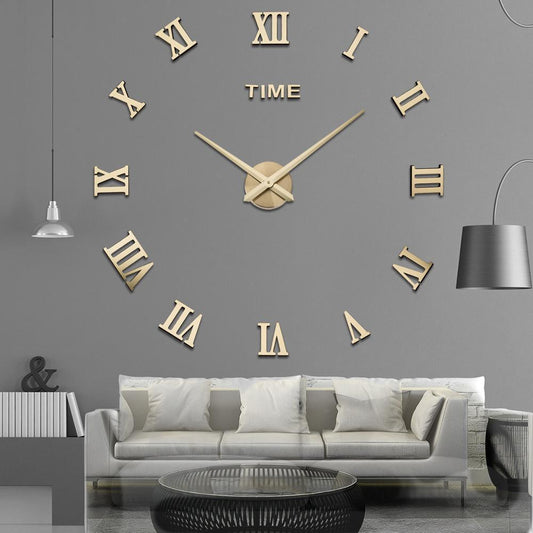3D Big Acrylic Mirror Wall Clock Quartz Watch Still Life Clocks Frameless Wall Clock 3D Surface Mirror Wall Clock Modern Design Large Mute Wall Watches Stickers for Living Room Bedroom Home Decorations Modern Home Decoration Living Room Stickers