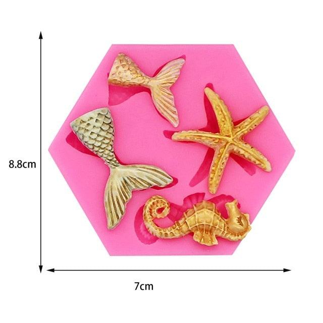 3D Cookie Decorating Sea Animal Silicone Molds Mold Cake Decoration Mold Best Mold Ocean Theme Silicone Mold Seaweed Sea Fish Shape Silicone Cake Baking Molds Chocolate Candy Baking Tool For Wedding Birthday Party Cake Decoration Cupcake Topper