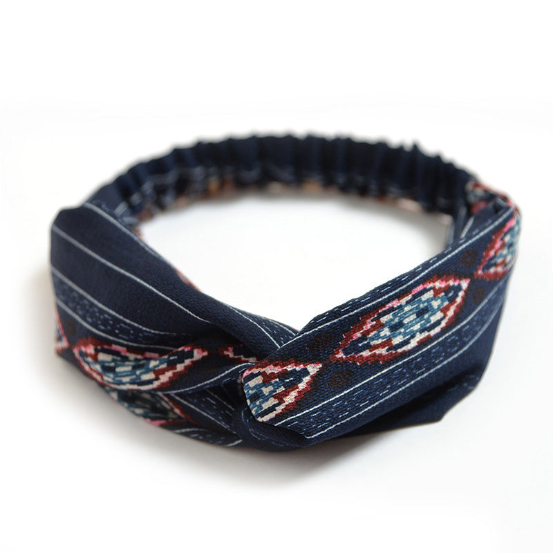 Bohemian Style Elastic Cross Chiffon Headband For Women