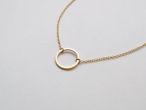 Geometric Peach Heart Diamond Hexagonal Circle Women's Necklace