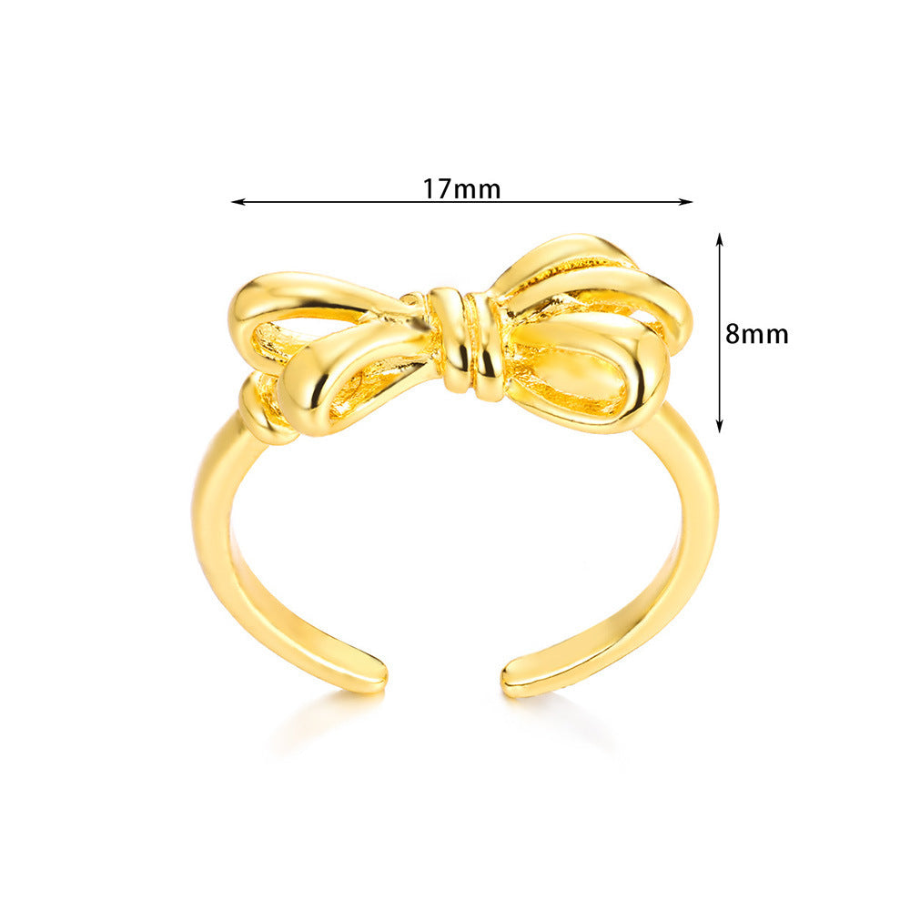 Titanium Steel 18K Gold Plating Bow Ring