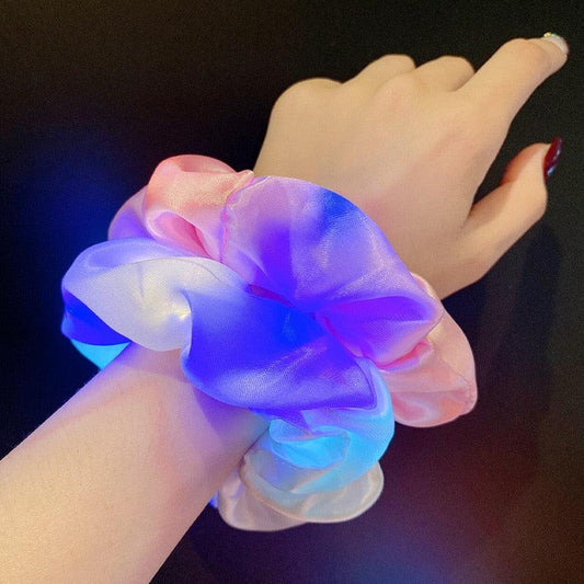 3Pcs New Arrival Girls LED Luminous Scrunchies Hairband Ponytail Holder Headwear Elastic Hair Bands Solid Color Hair Accessories Ponytail Holder Accessories for Women And Girls