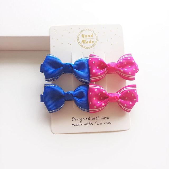 4 PCS New Cute Classic All-match Small Bowknot Girls Hair Clips Kids Hairpins Children Hair Accessories Princess Headwear Fashion Hairgrips Accessories For Party