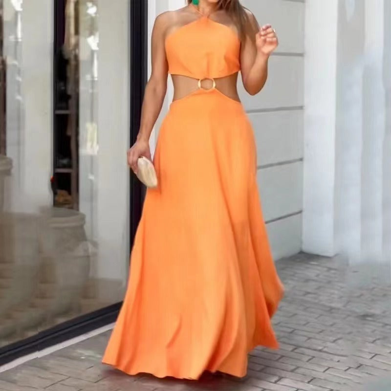 Orange Autumn Sleeveless Dress