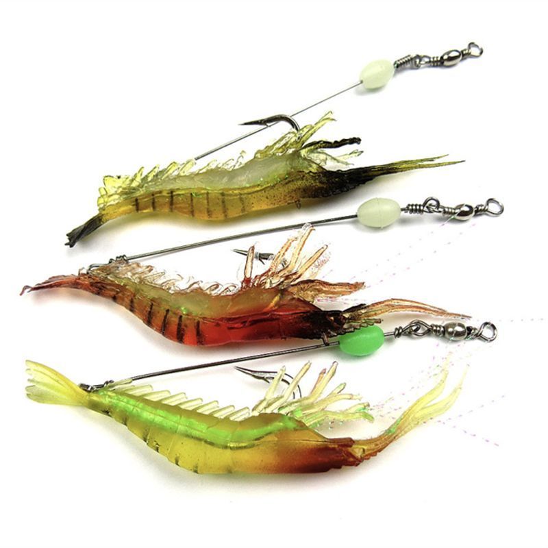 Sea Bass Soft Shrimp Shipwreck Black Fish Mouth Bionic Luminous Fake Bait Set Fishing Gear