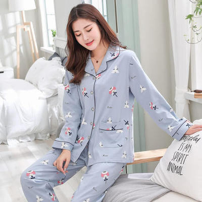 Women's pajamas spring and autumn autumn cotton long-sleeved home service