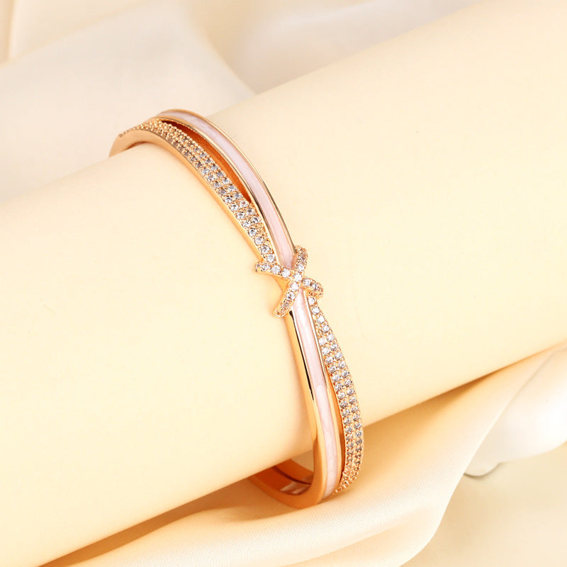 Women's Gold-plated Diamond Cross Bracelet