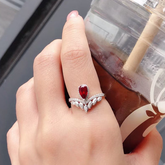 Women's Fashion Simple Ruby Crown Ring