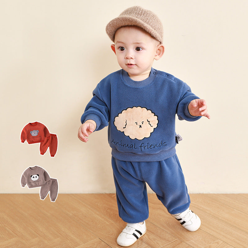 Baby long sleeve suit autumn winter boys and girls autumn fleece