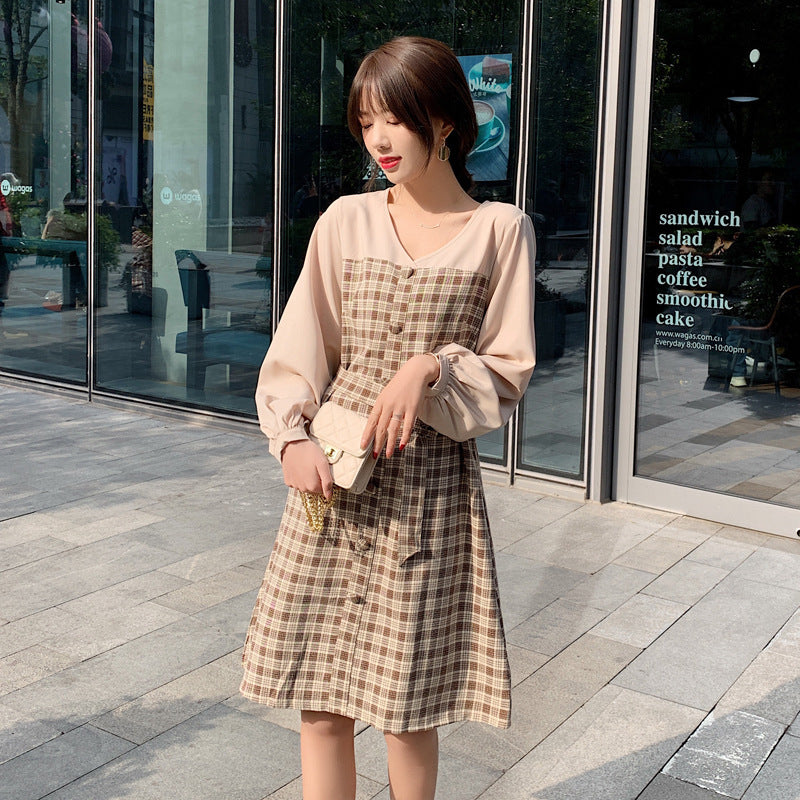 Women's autumn plaid dress