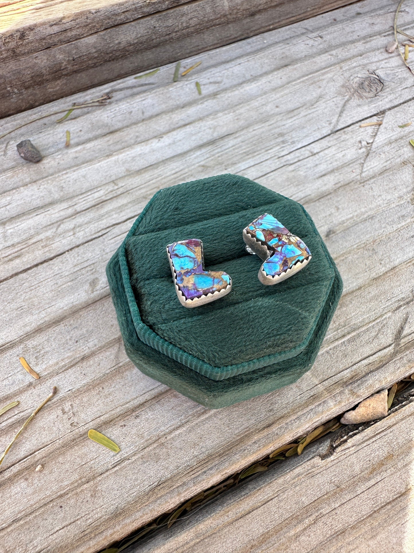 Purple Dream Mojave Sterling Silver Boot Earrings Handmade