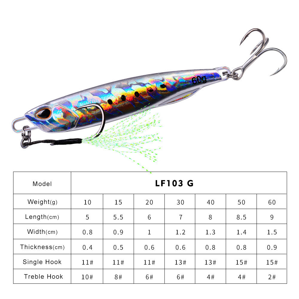 Luya Bait Submerged Tossing Lure Iron Plate Luminous Fish Lead With Treble Hook