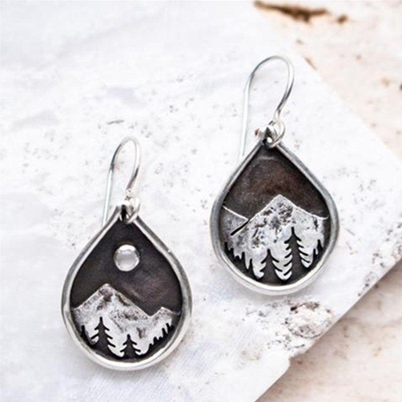 Women's Vintage Sunset Mountain Shape Earrings