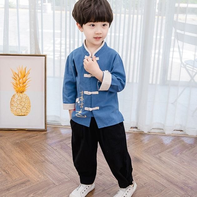 Hanfu Boy Spring And Autumn Long-sleeved Autumn Cotton And Linen