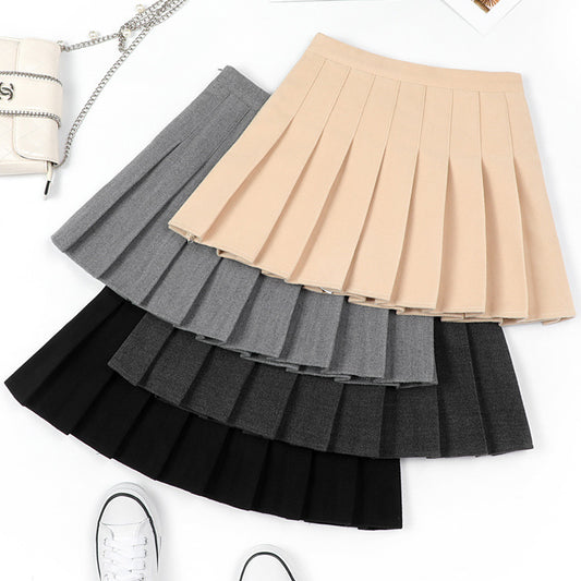 Autumn And Winter Pleated Skirt Solid Color Woolen Winter Skirt