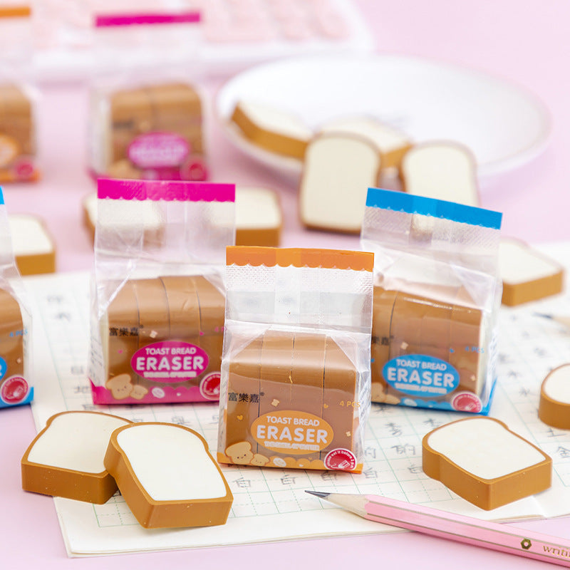 Stationery Toast Piece Student Eraser Large Clean Skin Wipe Cute Cartoon Large Size Eraser