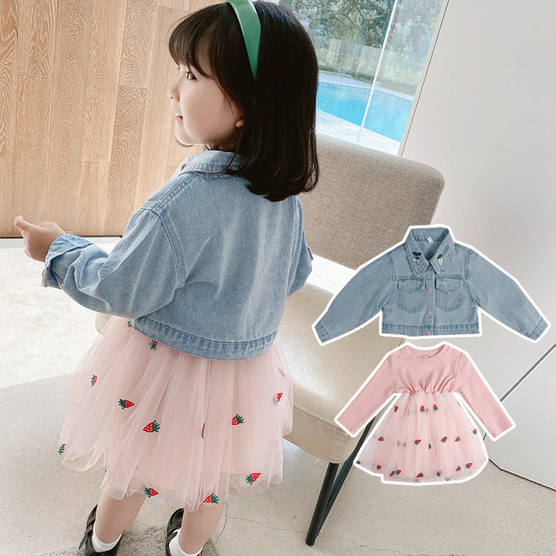 Children's Spring And Autumn Denim Western Style Girl Autumn Dress