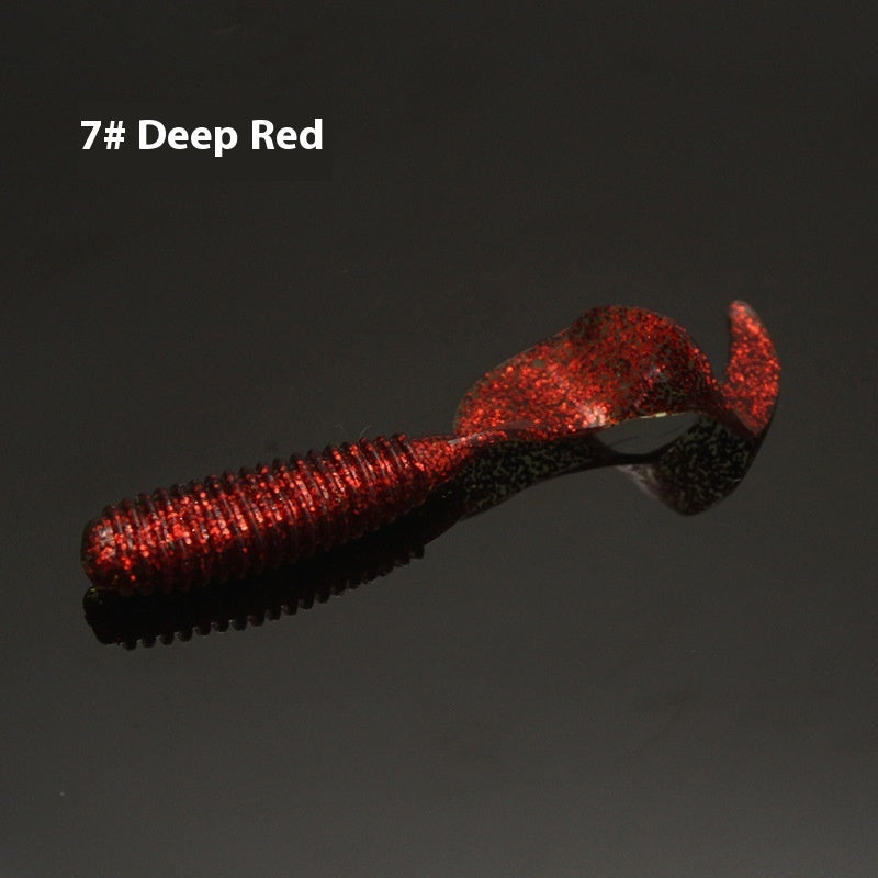 Fishing Gear Eight Colors Rolled Tail Fishy Luer Soft Lure Single Tail Bait